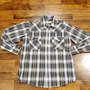 Mens Bit & Bridle brown button down size L